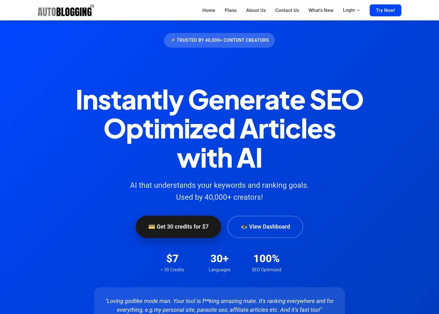 Autoblogging.ai homepage screenshot