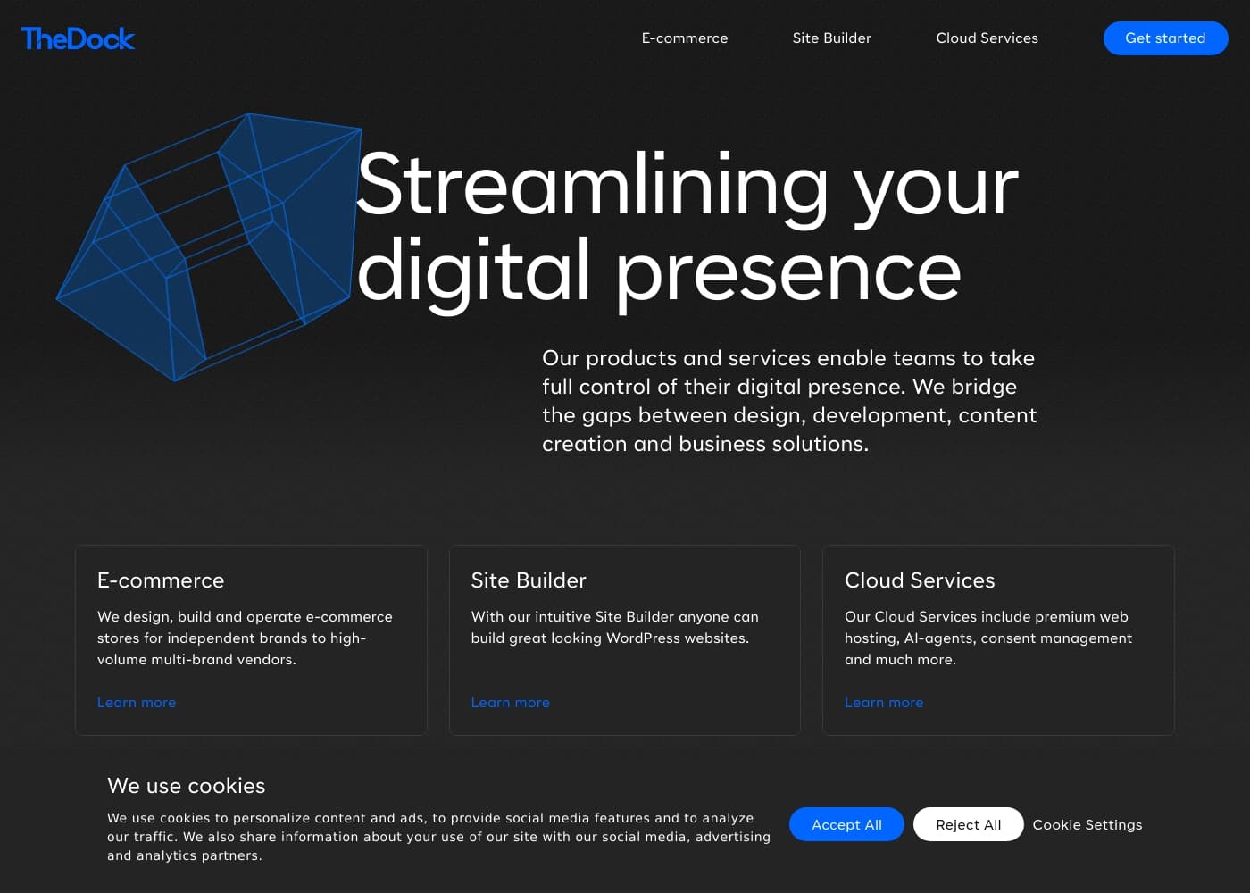 TheDock homepage screenshot