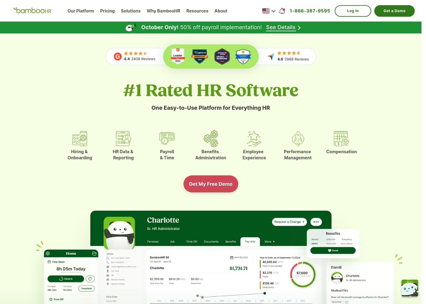 BambooHR homepage screenshot