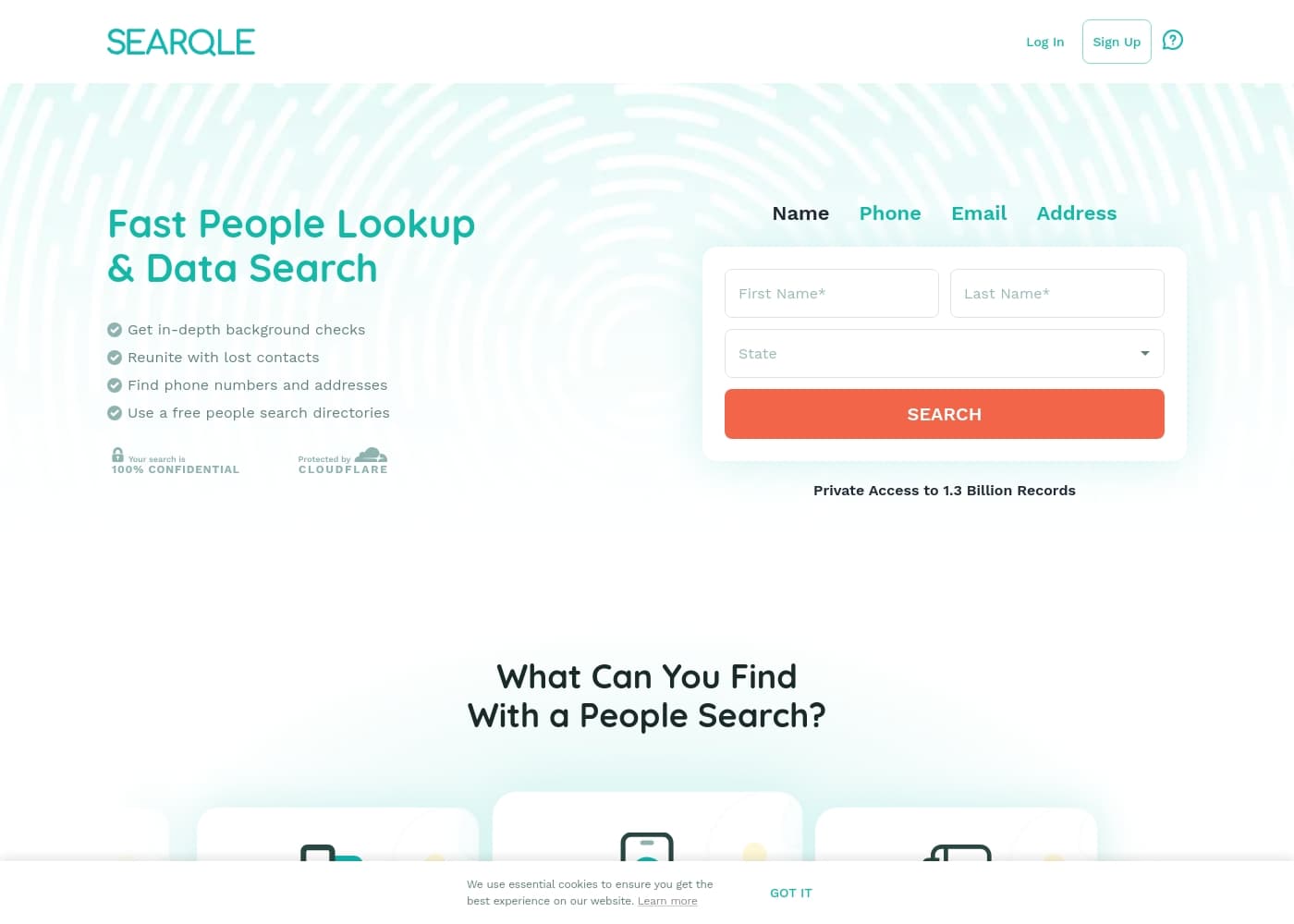 Searqle homepage screenshot