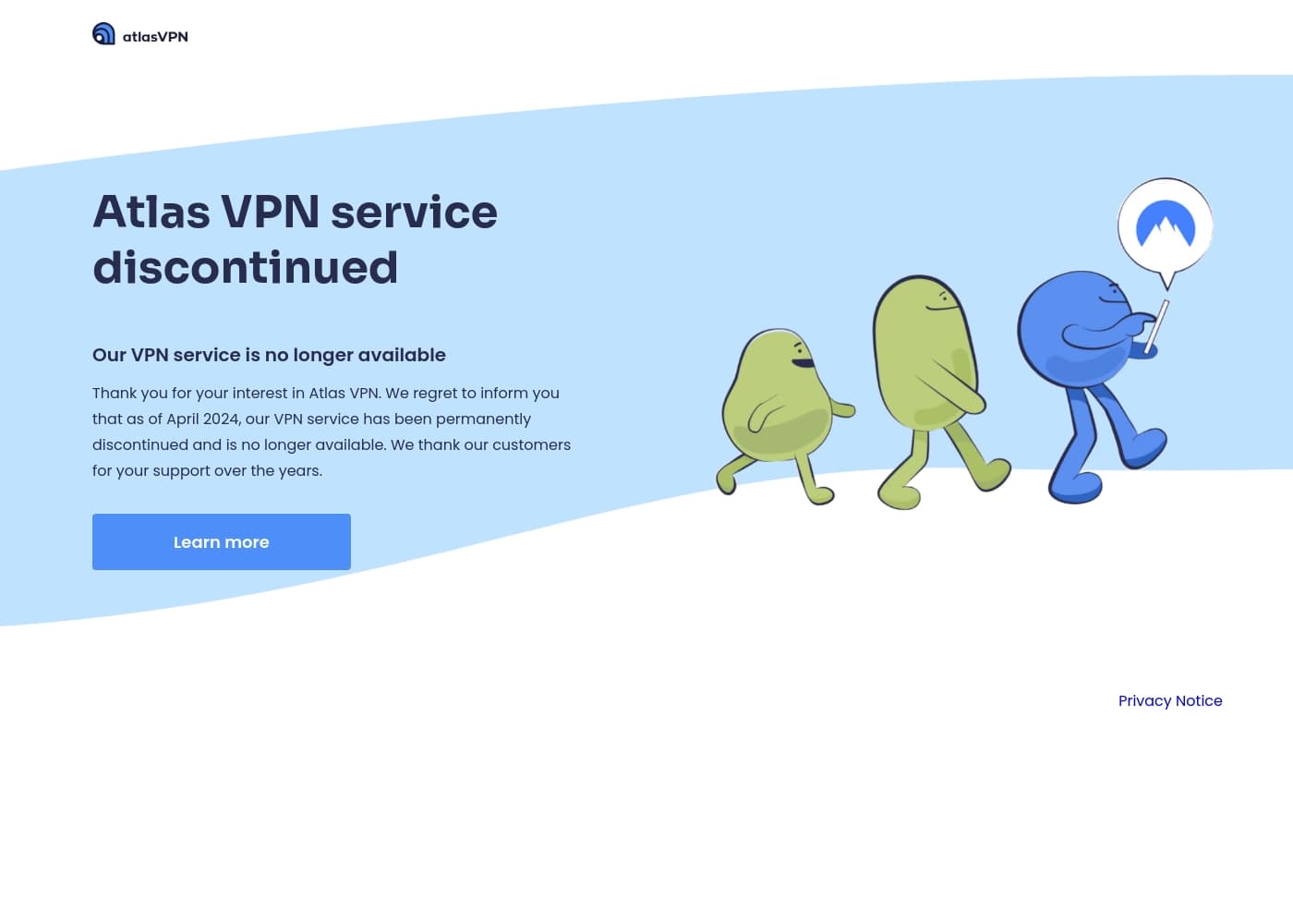 Скриншот главной страницы Atlas VPN