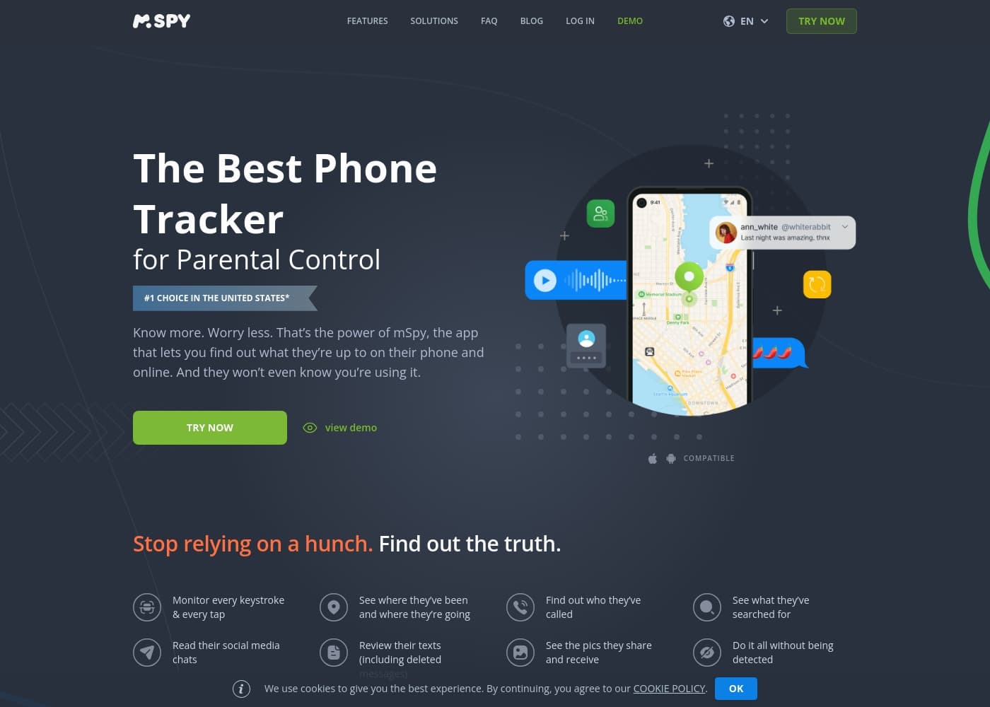 mSpy homepage screenshot