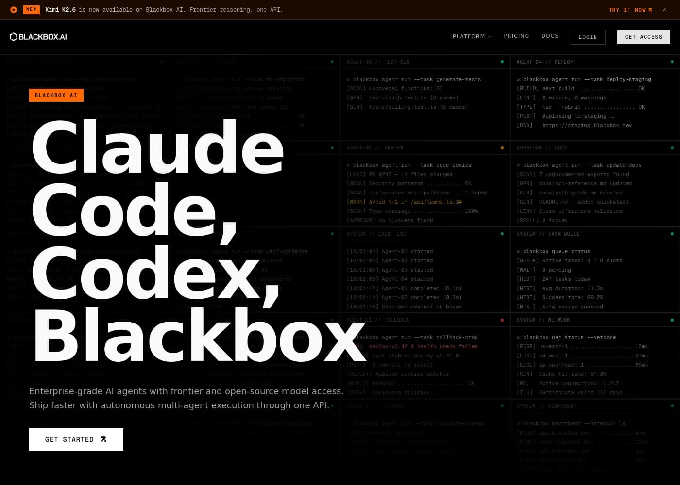 Скриншот главной страницы BLACKBOX AI