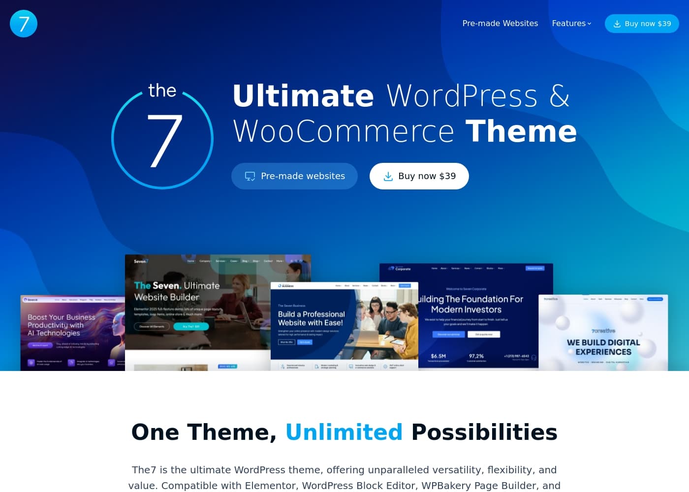 The7 homepage screenshot
