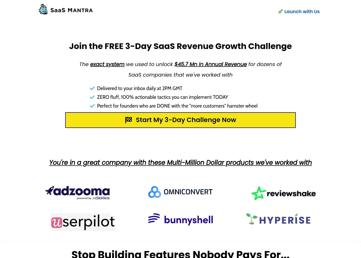 SaaS Mantra homepage screenshot