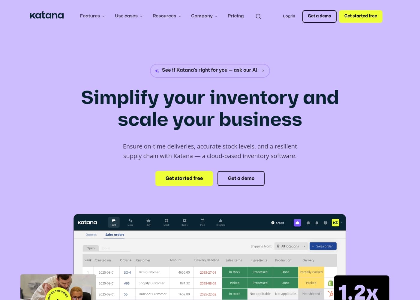 Katana MRP homepage screenshot