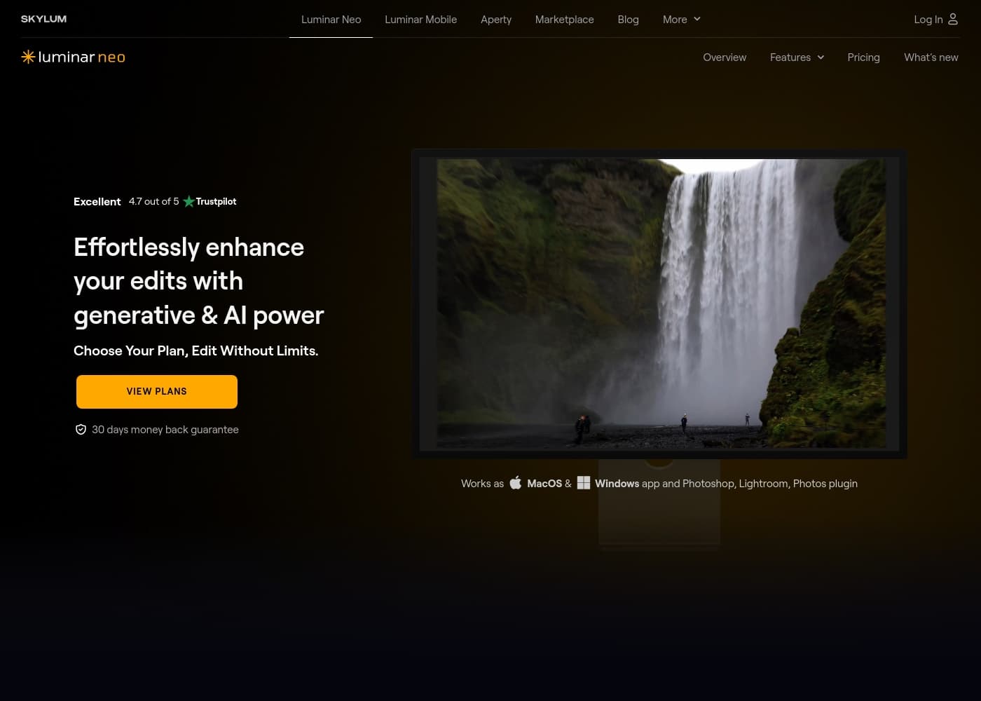 Luminar Neo homepage screenshot