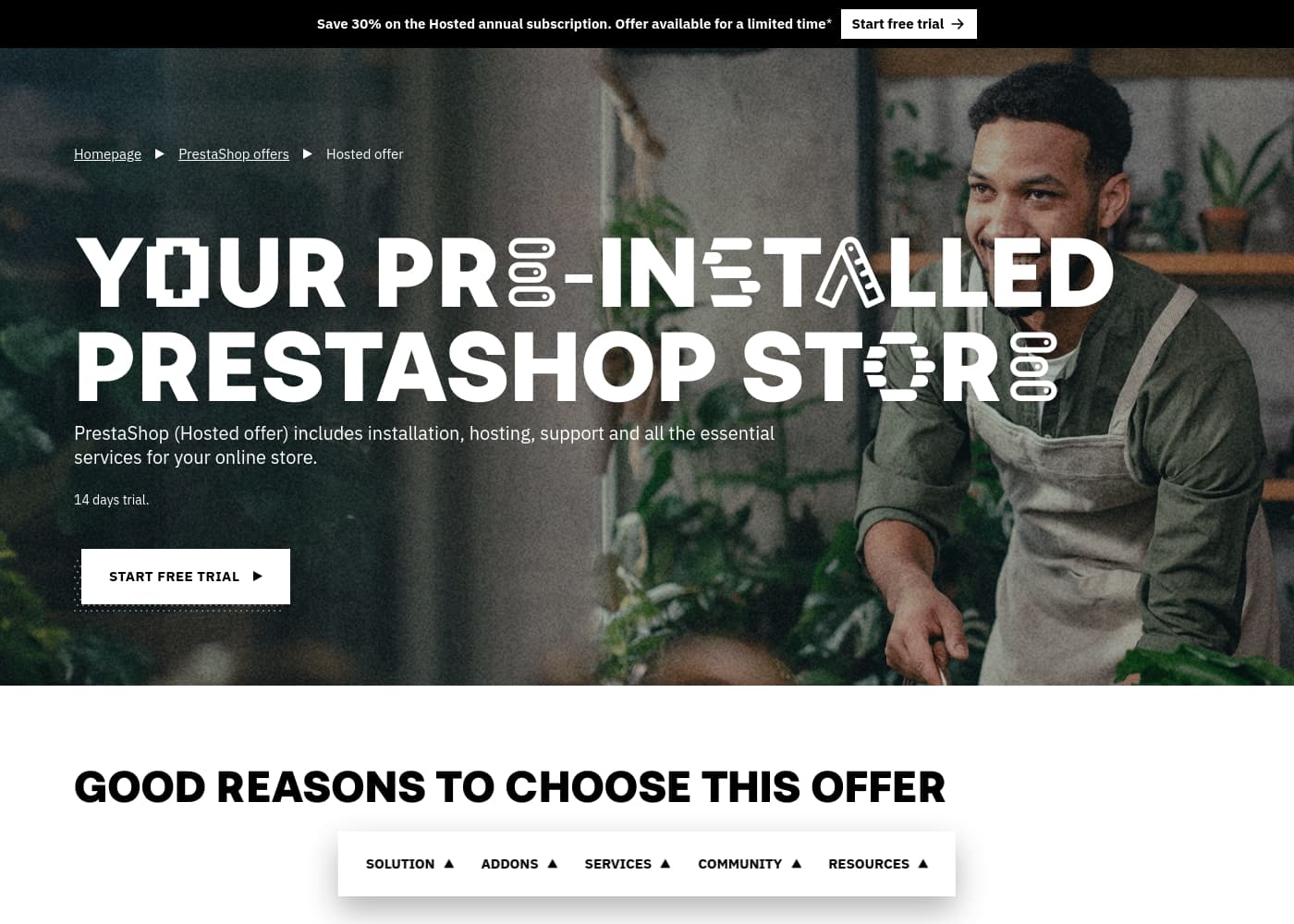 Скриншот главной страницы PrestaShop