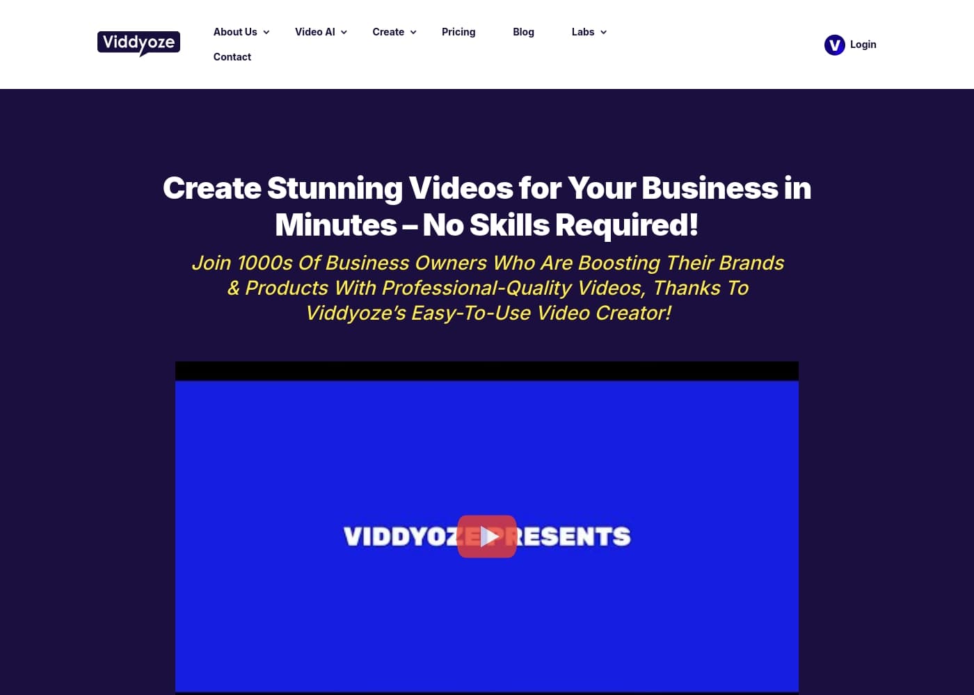 Viddyoze homepage screenshot