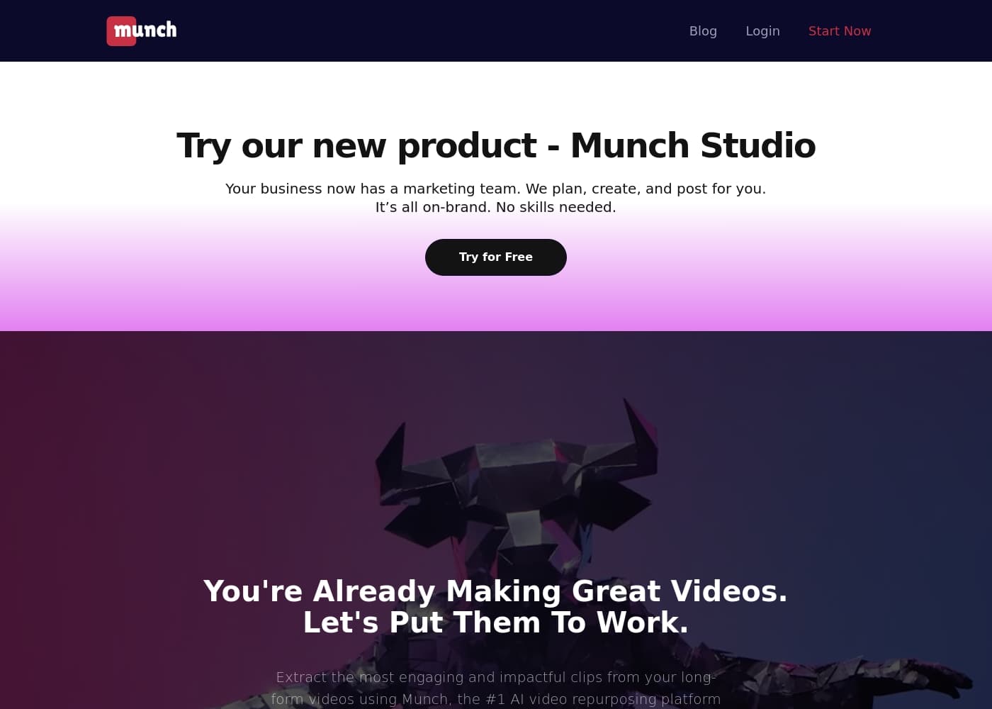 Munch homepage screenshot