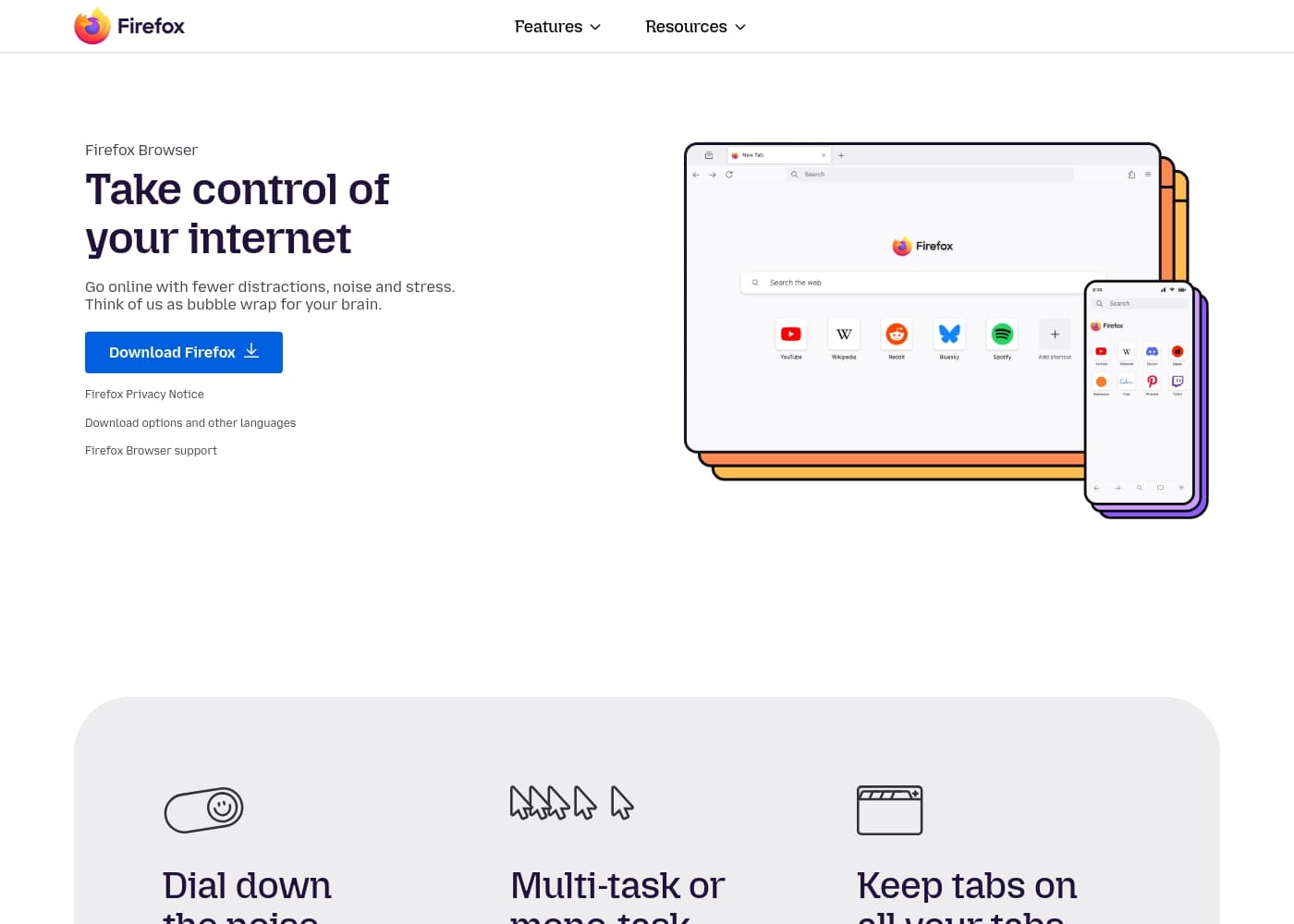 Скриншот главной страницы Firefox