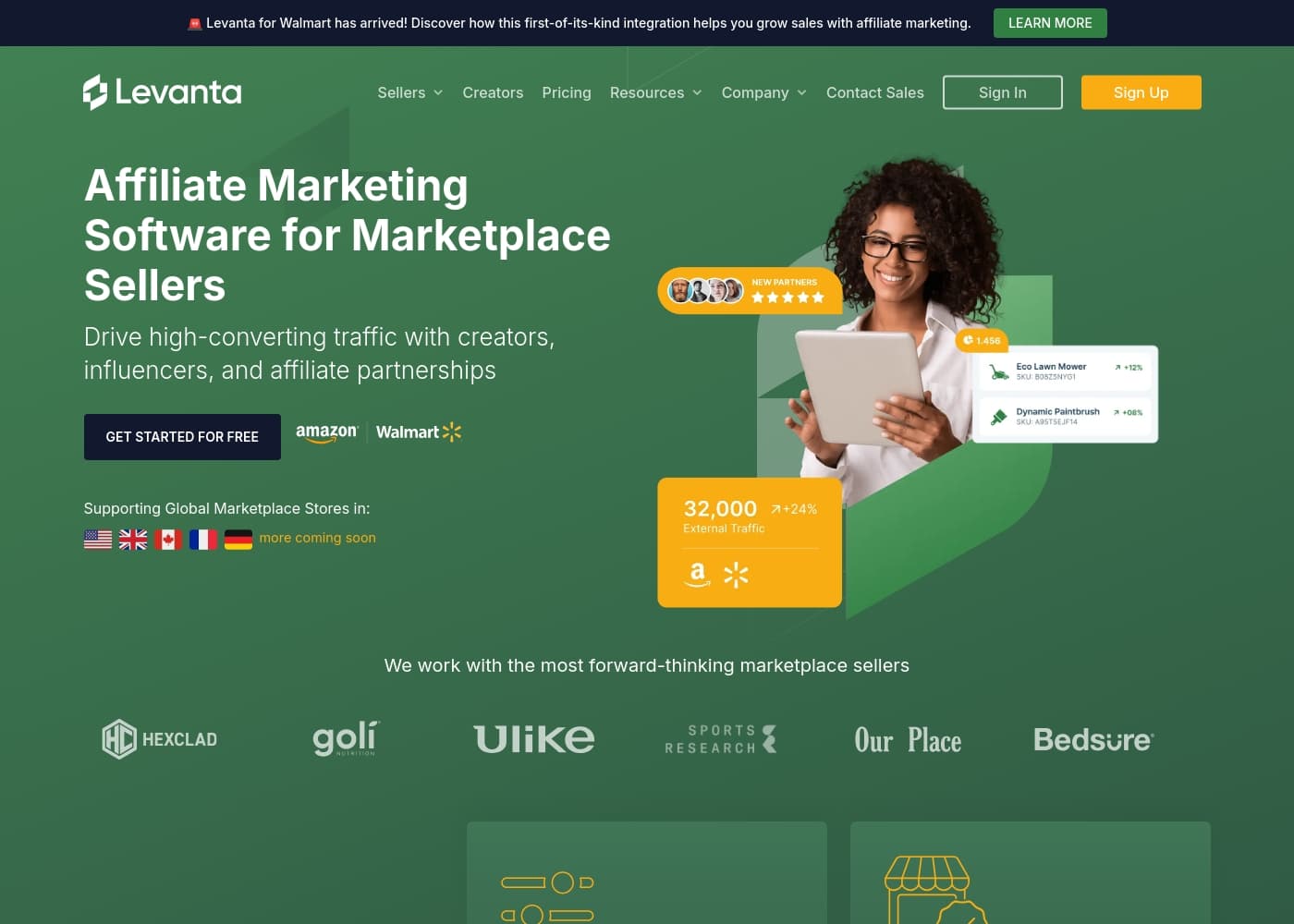 Levanta homepage screenshot