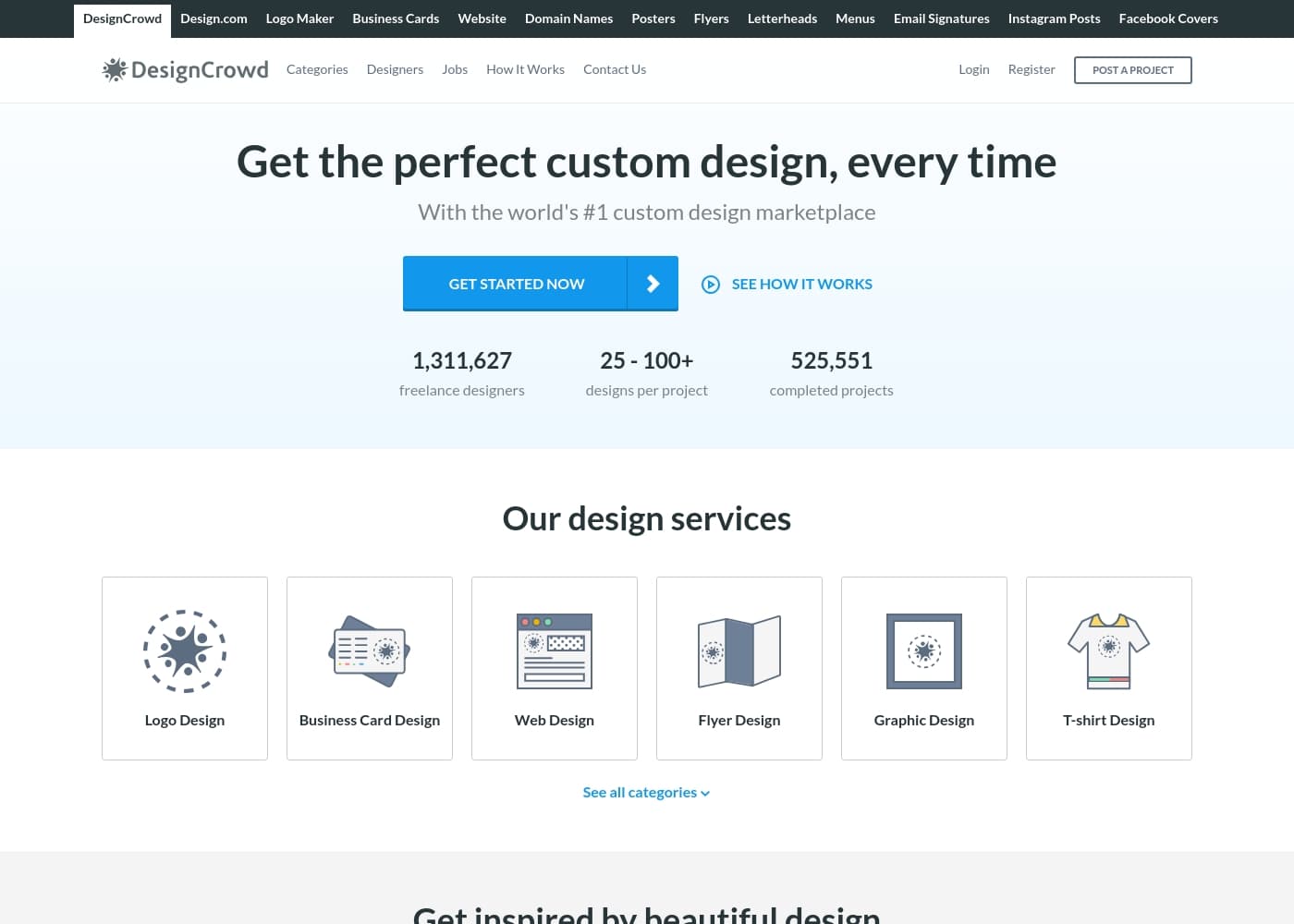 DesignCrowd homepage screenshot
