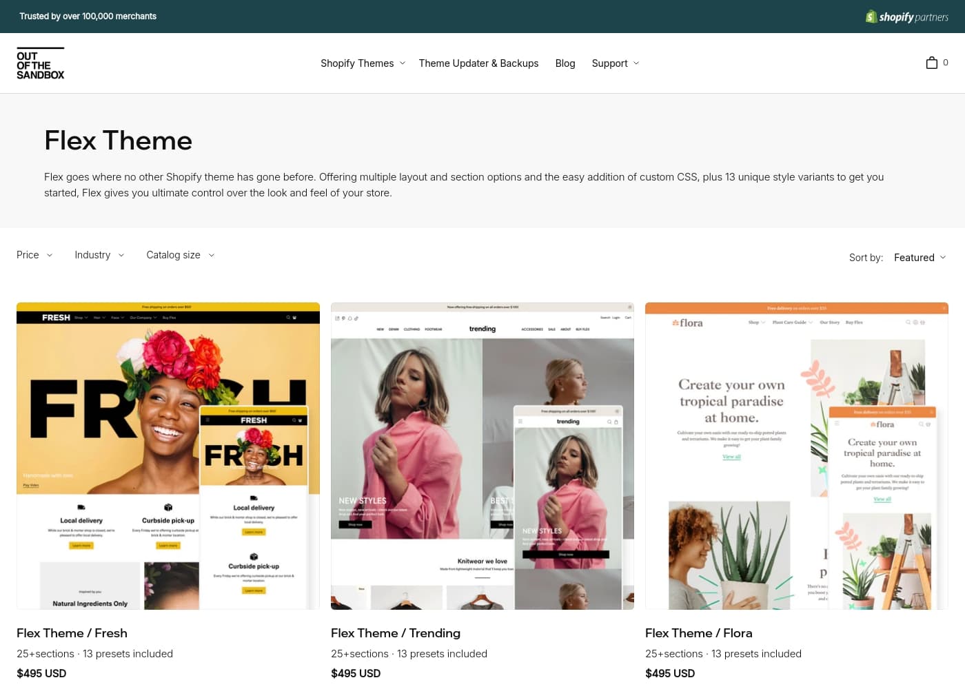 Flex Theme homepage screenshot